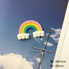 Color Globo Aerostático Niños Estrellas Cara Sonriente Nubes Escena Arcoíris Pastel de Cumpleaños Tarjeta Enchufable Mesa de Postres Enchufable