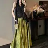 Novas Calças de Jacquard de Cetim Estilo Chinês de Perna Larga para Mulheres, Cintura Alta, Caimento Fluido, Corte Reto, Modelagem Solta, Emagrecedoras