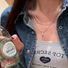 Collar con Colgante de Gota de Agua de Doble Capa para Mujer, Diseño de Nicho, Estilo Trendy Ins, Moda de Alta Gama, Cadena Sencilla de Perlas de Arroz para la Clavícula
