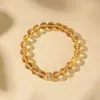 Yuebao Joias Prata Esterlina S925 Banhado a Ouro Cristal Amarelo Torre Redonda Contas Vazadas Novo Estilo Nacional Retrô Pulseira Sem Impacto