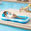 Cama flotante inflable de hoja de arce Anillo de natación para adultos Respaldo Juguete flotante para jugar en el agua Tumbona con parasol
