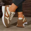 Nuevas Zapatillas Casuales para Mujer Talla Grande Bloque de Color Estilo Papá Suela Gruesa para Aumentar Altura Otoño/Invierno 2026 para Comercio Transfronterizo
