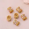 Saco da sorte antigo com zircônia incrustada de ouro, contas de espiga de trigo, contas cilíndricas, pulseira DIY, colar, pulseira, joias ocas em estoque, atacado