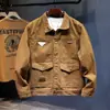 Jaqueta Jeans Lavada Estilo Motociclista Nova Primavera e Outono 2026 para Homens, Jaqueta Casual Tendência de Algodão Puro com Gola Reversível