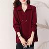 Foto Real Enviada Blusa Feminina Plus Size com Lapela e Botões Outono Nova Moda Solta com Efeito Emagrecedor Mangas Longas