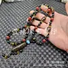 Colar de Ágata Dzi Jade Preto e Branco Ágata Vermelha Nove Olhos Três Olhos Seis Olhos Dente de Tigre Dzi Corrente de Suéter Corrente de Contas de Jade