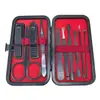 Set de Uñas Negro y Rojo Transfronterizo de 10 Piezas, Limpiador de Oídos, Cortauñas Oblicuo, Tijeras para Vello Nasal, Pinzas, Set de Manicura