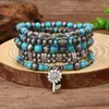 Nuevo juego de pulseras de cuentas turquesas transfronterizas europeas y americanas, juego de pulseras de cordón elástico de moda, cadena hecha a mano de estilo bohemio