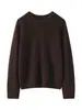 Nueva camiseta base de cachemira para mujer, jersey de cuello redondo, suéter de seda de morera, color liso, simple, cómodo, tejido versátil