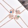 Accesorios de joyería de trébol de cuatro hojas y zafiro para el amor, hechos a mano, bricolaje, transfronterizos, chapados en cobre, incrustados, pulsera Aobao para mujer