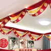 Decoración de Arreglo para Sala de Celebración de Bodas Flores de Tirar Set de Banderines Ondulados para Habitación de Bodas Carácter de Doble Felicidad Escena China de Boda Suministros para Casa Nueva