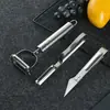 Pelador de Acero Inoxidable Pelador de Patatas Pelador de Cocina Multifuncional Pelador de Frutas Rallador Removedor de Plumas de Pollo Juego de Tres Piezas