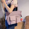Bolso personalizado para estudiantes universitarios, bolso simple versátil de color sólido para clases, bolso de hombro para el día a día, bolsa tote de gran capacidad