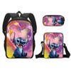 Novo produto: Mochila Escolar de Desenho Animado, Mochila de Estudante de Poliéster, Estojo Simples Infantil, Pequena Bolsa de Ombro, Conjunto de Três Peças