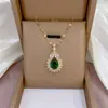 Collar de mujer: Collar de flor de circón esmeralda estilo europeo y americano transfronterizo, colgante de nuevo diseño, cadena elegante para la clavícula
