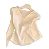 Suéter de punto con cuello en V y volantes, empalmado con encaje, estilo dulce para mujer, nueva camisa básica de primavera y otoño ajustada con un diseño elegante