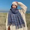 Capa cálida de doble cara estilo coreano para mujer, versátil, de cachemir grueso similar, para oficina, bufanda para primavera y otoño con aire acondicionado