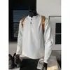 Sudadera de manga larga estilo americano con cuello Henry para hombre, nuevo modelo de principios de otoño, top deportivo informal de cuello redondo de moda para adolescentes