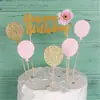 Cactus Horneado Adornos Decorativos Globo Brillante Flor de Cumpleaños Bandera Cactus Suministros Decorativos para Pastel