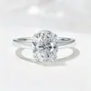 Anel Cruzado Europeu e Americano Super Brilhante de Zircônia Oval 5A para Mulheres, Prata de Lei S925, Design de Luxo de Alto Padrão, Joia de Anel de Casamento