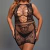 Lencería sexy europea y americana 200 kg gratis off mono transparente negro para mujer gorda sexy comercio exterior una pieza talla grande malla