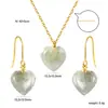 Amor transfronterizo aretes collar de piedra natural exquisita moda temperamento aretes collar con forma de corazón traje de joyería para mujer