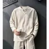 Camiseta de Manga Larga con Cuello en V Estilo Old Money para Hombre, Capa Base de Alta Gama para Primavera y Otoño, Nuevo Top Versátil de Corte Relajado