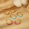 Brincos de aço titânio banhados a ouro 18k para senhoras moda europeia e americana senso de alta qualidade brincos coloridos de aço inoxidável para cross-border