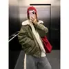 Parka de Lana Sintética Estilo Ropa de Trabajo Nueva Invierno 2026 Chaqueta de Algodón Relleno de Plumón para Mujer Holgada Cálida Estilo Coreano Chaqueta de Algodón Ropa de Abrigo