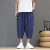 Nuevos Pantalones Cortos Rayados Estilo Chino para Hombre, Talla Grande, Holgados, Marca de Moda, Verano, Seda de Hielo, Transpirables, Pierna Recta, Largo 7/8