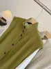 Chaleco de Punto sin Mangas con Cuello Alto y Botones Estilo Coreano Conjunto de Dos Piezas para Mujer Otoño Nueva Colección