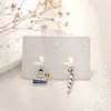 Pendientes navideños de diamantes con dibujos animados, transfronterizos europeos y americanos, pendientes asimétricos de alta gama para mujer, decoraciones navideñas