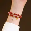 Perlas de Agua Dulce 6mm Ágata Roja Pulsera de Cuentas Citrino para Mujer Moda Doble Capa Apilable Joyería de Perlas Muy Hermosa