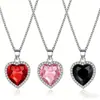 Moda Europea y Americana en Joyería Corazón del Océano para Mujer Forma de Corazón Completo en Diamante Versátil Colgante de Gota de Agua Collar para Mujer Fabricante Venta al por Mayor