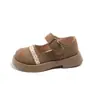 Zapatos de Cuero para Niñas 2026 Otoño Nuevos de Suela Gruesa Estilo Retro Francés Estilo Universitario Zapatos de Una Sola Pieza para Combinar con Faldas Zapatos Mary Jane para Niños