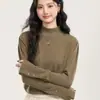 Andy Tela de Terciopelo La Nueva Preciosidad del Otoño Tacto de Alta Gama Cuello Semi Alto Top de Punto Base para Mujer Bonita Prenda Interior Top