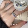 Anillo Colorido Deslumbrante de Circonita para Mujer, Exquisito Anillo Ajustable Elegante de Lujo Ligero con Forma de Corazón, Anillo Elegante para el Dedo Índice