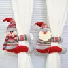 Muñeco de punto de punto de cruz de anciano muñeco de nieve alce sosteniendo hebilla de cortina de ventana figura de dibujos animados suministros de decoración navideña