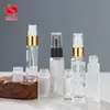 Botella de Perfume de Vidrio Negro Personalizada, Botella con Atomizador, Botella de Plástico para Loción con Bomba, Botella Recargable, Botella de Muestra Cosmética, Cabezal Atomizador