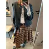 Mochie Blogger Moda Diária Color Blocking Patchwork Couro PU Gola Redonda Jaqueta Casual Jaqueta de Trabalho MQ1885