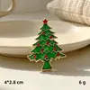 Broche de Broche de Guirlanda Cravejado com Strass Decoração de Caixa de Presente Esmalte Boneco de Neve de Natal Acessório para Suéter Feminino Liga Floral