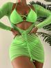 2025 Nuevo Bikini de Tres Piezas Europeo y Americano con Tirantes de Cuerda Falda Larga de Gasa Traje de Baño Bikini Bikini Exportación Transfronteriza