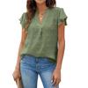 Blusa de gasa con cuello en V y mangas de hoja de loto plisadas para mujer europea y americana transfronteriza de Amazon Verano 2023