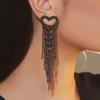 Aretes largos de borla que no se decoloran por electroforesis negra, temperamento de mujer, lujo, brillantes, joyería para la oreja con diamantes, suministro de temu