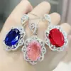 Kaiwei Douyin Conjunto de Joyería de Collar con Colgante de Flor de Diamante Completo Zircón Diamante de Color Anillo Pendientes Huevo de Paloma Grande de Lujo