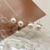 Elegantes pendientes de perlas de diamante de una sola palabra para mujer, ligeros, lujosos, con un diseño de nicho, con un sentido explosivo, exquisitos y combinables con todo.