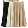 Falda Midi de Punto con Borlas para Mujer 2026 Otoño/Invierno Nueva Falda de Cintura Alta Línea A Cubre las Caderas hasta Más Arriba de las Rodillas Falda Adelgazante