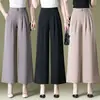 9267 Pantalones Culotte Cortos Estampados para Mujer Talla Grande Pantalones Elásticos Verano Adelgazantes de Pierna Ancha Pantalones de Cintura Media para Mujer