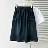 Moda Feminina Plus Size 2026 Verão Novo Estilo Retrô Leve Roupa de Trabalho Saia Casual Jeans Curta 0264