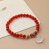 Pulseira de ágata vermelha natural pulseira de pérolas feminina ano de nascimento feijão vermelho estilo antigo contas da sorte feijão do amor joias